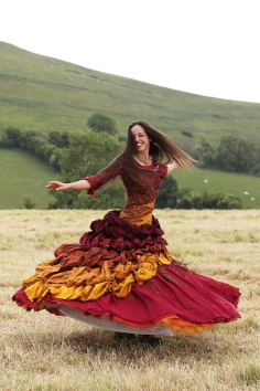 Stunning alternative deep red bridal dress